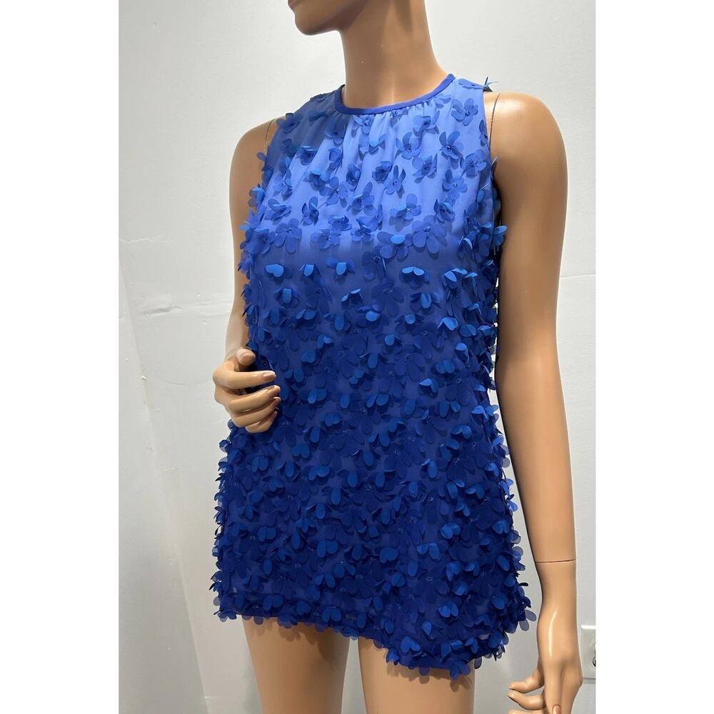 sara campbell tops Blue With Embroidered Flowers Size S/XS